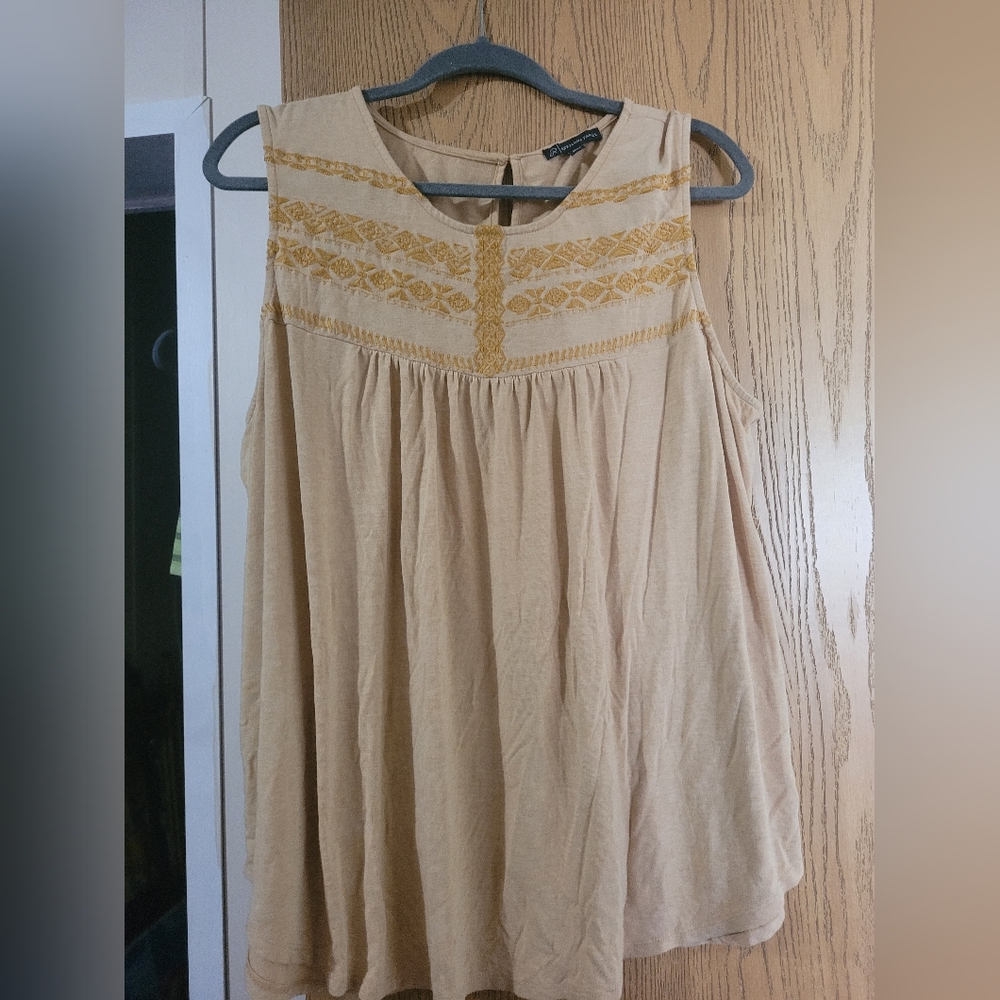 Yellow embroidered tank